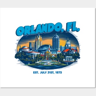 Orlando Florida city Souvenir Vintage Nostalgic Cityscape tee Posters and Art